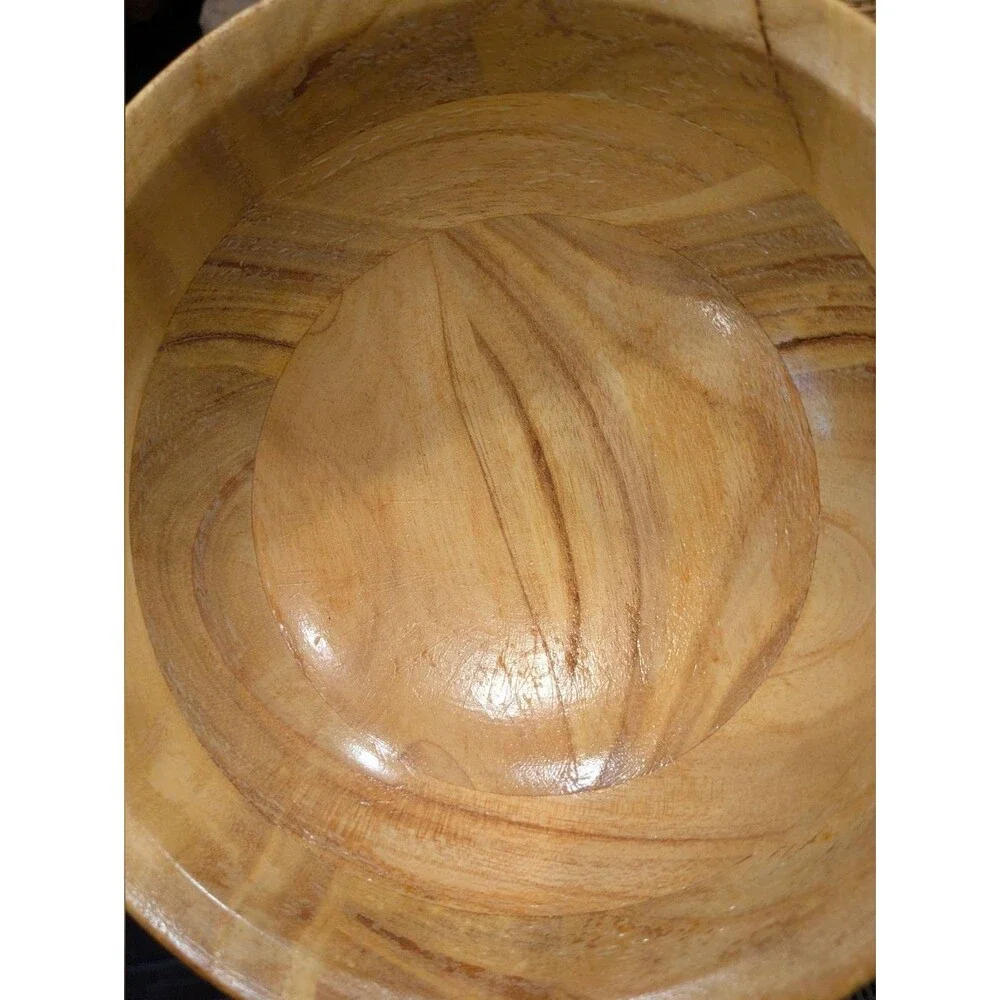 Tuttocasa Wooden Salad Bowls Colorful Vintage Hand-Painted 7 Inch Made In Taiwan
